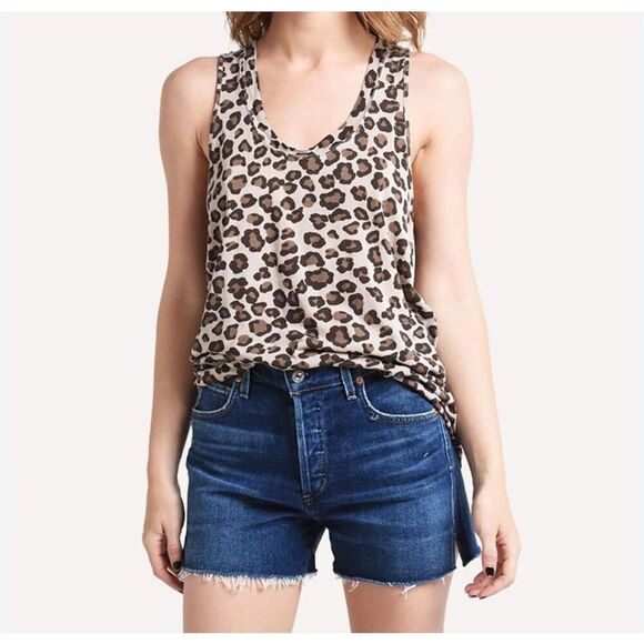 Monrow Scoop Neck Leopard Print Tank Top - Women’s US M - Picture 1 of 8